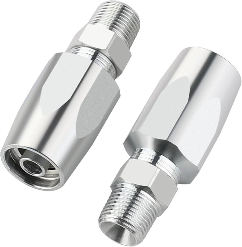 ANCIMOON 2PCS 3/8'' Reusable Hydraulic Fittings, Size #6 Single Wire Hydraulic Hose Repair Kit - Image 1